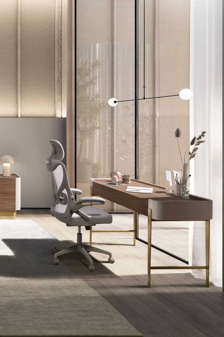 Silla oficina giratoria tela gris