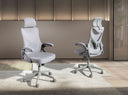 Swivel office chair, gray fabric