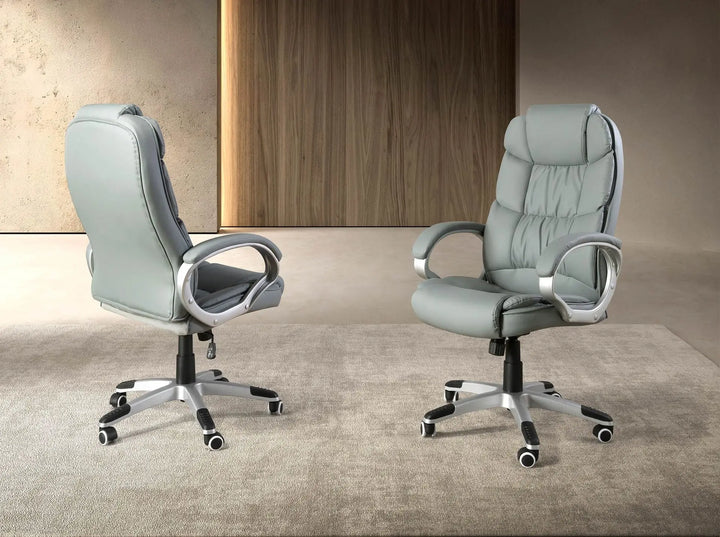 Grijze kunstleren draaibare bureaustoel