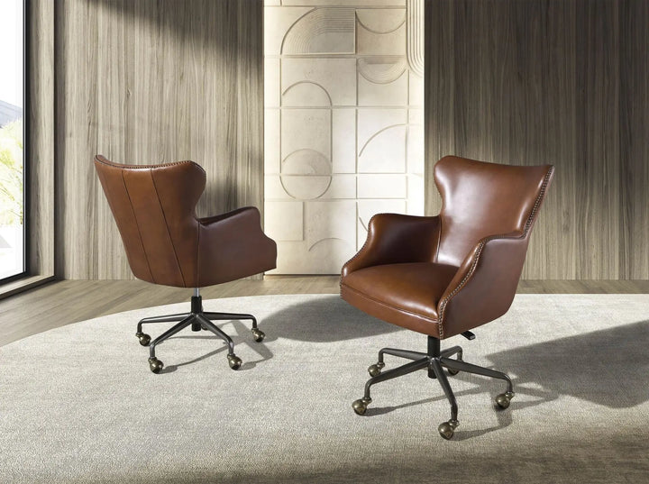Sillón giratorio piel marrón oscuro - Sillón - El Workshop-