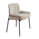 Silla tela gris y terciopelo marrón