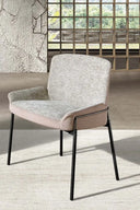 Silla tela gris y terciopelo marrón