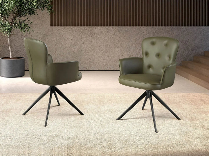 Donkergroene kunstleren draaistoel