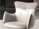 silla giratoria polipiel blanco roto y greige