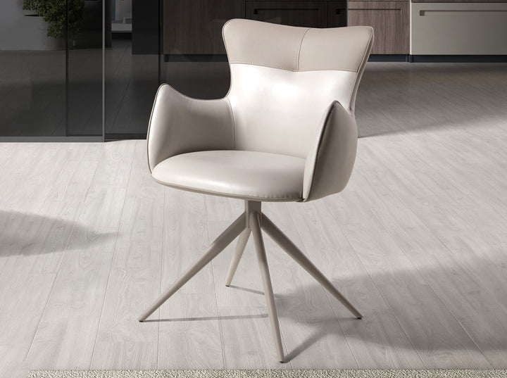 Silla giratoria polipiel blanco roto y greige - Silla - El Workshop-59 x 63 x 86 Cm