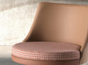 taburete giratorio tela marrón terracota y beige y polipiel marrón