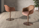 silla giratoria tela marrón terracota y beige y polipiel marrón, vista 2