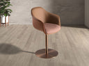 Silla giratoria tela marrón terracota y beige y polipiel marrón - Silla - El Workshop-60 x 54 x 77 Cm