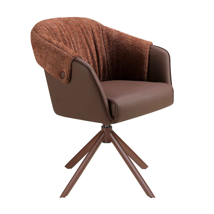 Silla giratoria polipiel marrón cobrizo y tela marrón jaspeada