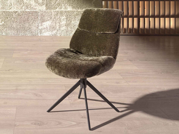Silla giratoria terciopelo verde oliva