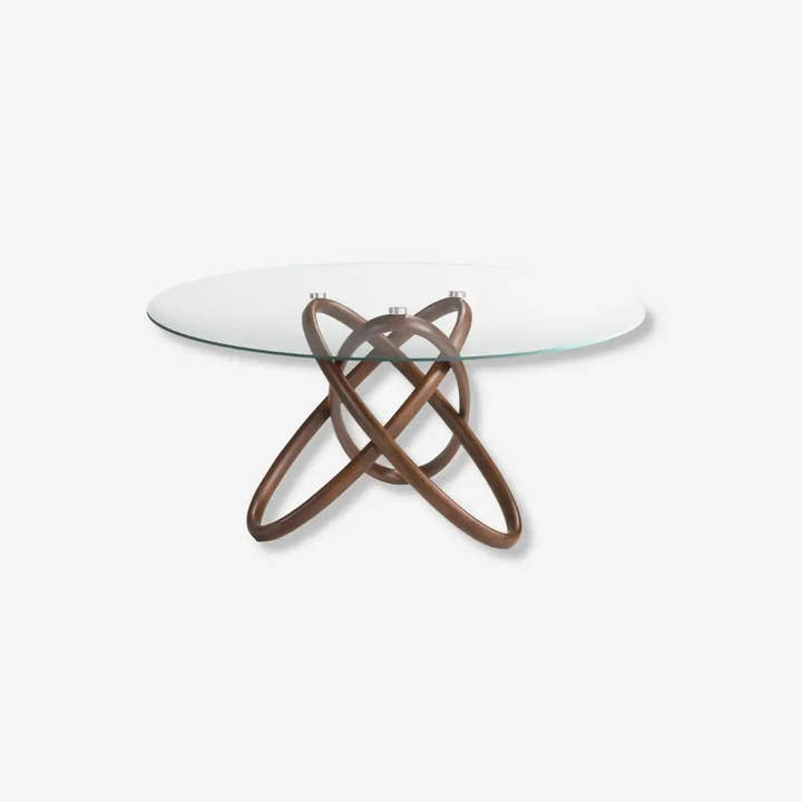 Mesa comedor redonda cristal templado y nogal - Mesa de comedor - El Workshop - Ø130x75cm