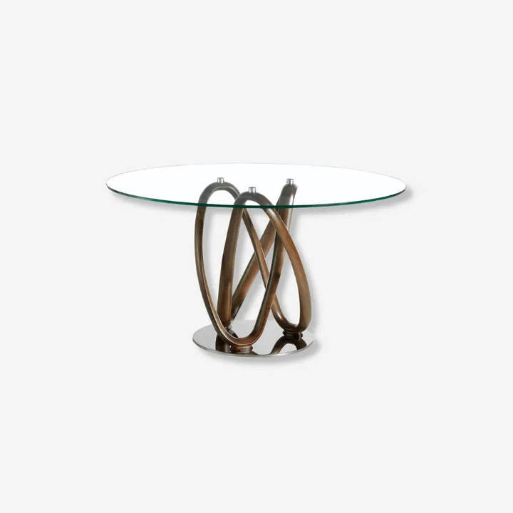 Mesa comedor redonda cristal templado y nogal - Mesa de comedor - El Workshop - Ø120x75 cm