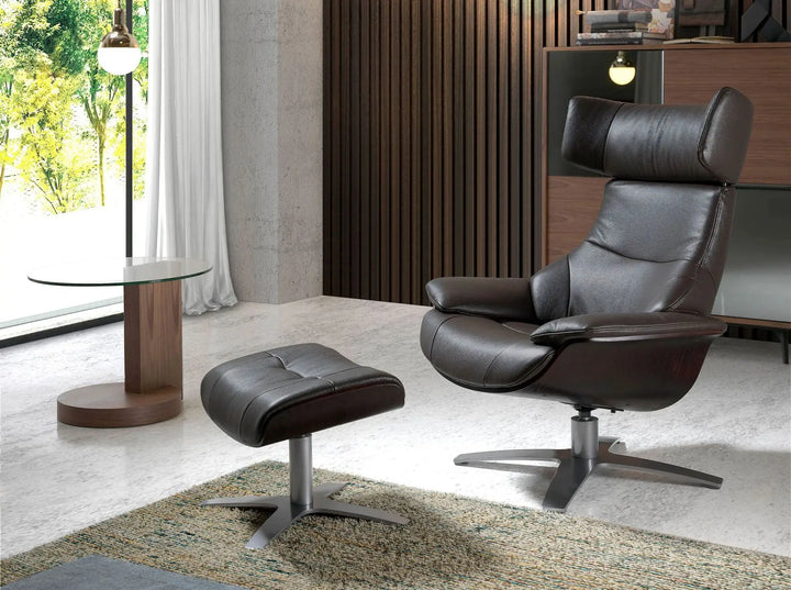 Sillón giratorio reclinable piel marrón chocolate - Sillón - El Workshop-