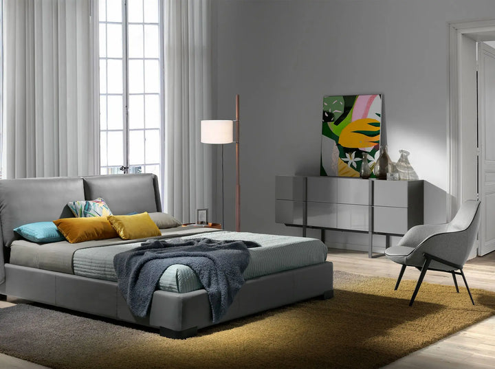 Gray fabric armchair