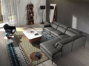 sillón tela gris y polipiel negro