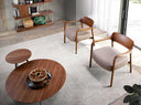 Fauteuil van essenhout en nertsenleer
