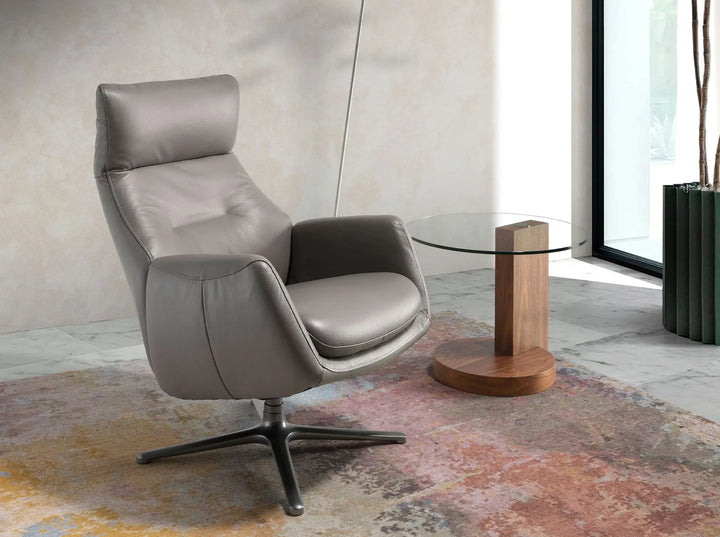 Sillón giratorio reclinable piel gris oscuro - Sillón - El Workshop-