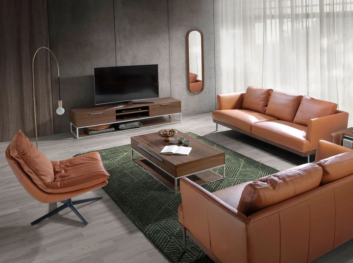 Bruine leren draaistoel