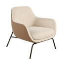Sillón tela crema y polipiel marrón