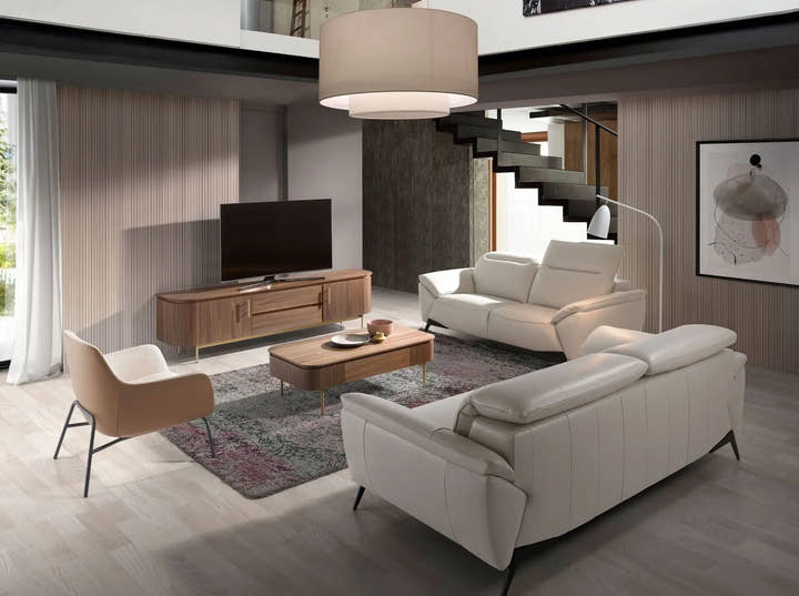 Sillón tela crema y polipiel marrón - Sillón - El Workshop - beige