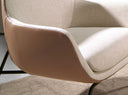 sillón tela crema y polipiel marrón