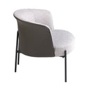Fauteuil van grijze stof en donkergrijs kunstleer