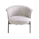 Fauteuil van grijze stof en donkergrijs kunstleer