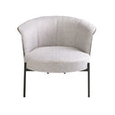 Fauteuil van grijze stof en donkergrijs kunstleer