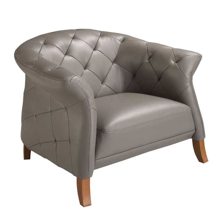 Grey leather Chester armchair