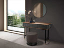 Dark grey faux leather pouf