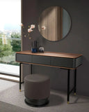 Donkergrijze kunstleren poef