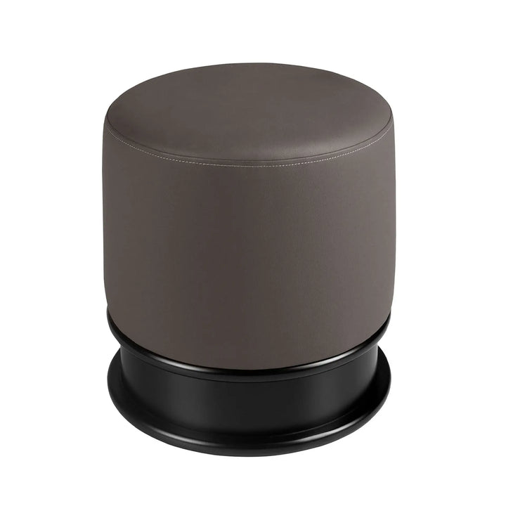 Dark grey faux leather pouf