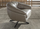 Sillón giratorio piel gris