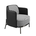 Sillón tela blanca y negra y polipiel negro