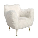 White long-haired fabric armchair
