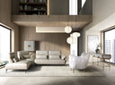 White long-haired fabric armchair