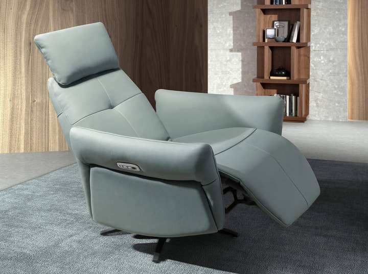 Sillón relax giratorio piel verde turquesa - Sillones - El Workshop - verde