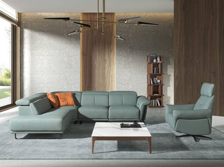 Sillón relax giratorio piel verde turquesa - Sillones - El Workshop - verde
