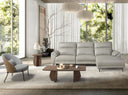 Sessel aus Stoff in Grau und Walnuss