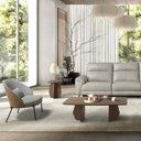 Sillón tela gris y nogal