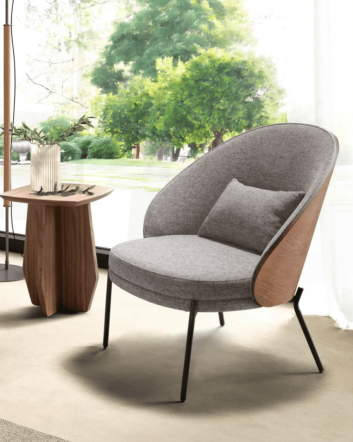 Sillón tela gris y nogal - Sillón - El Workshop - gris - claro