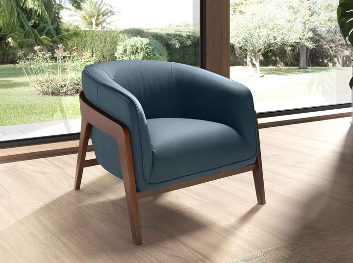 Sillón piel azul petróleo