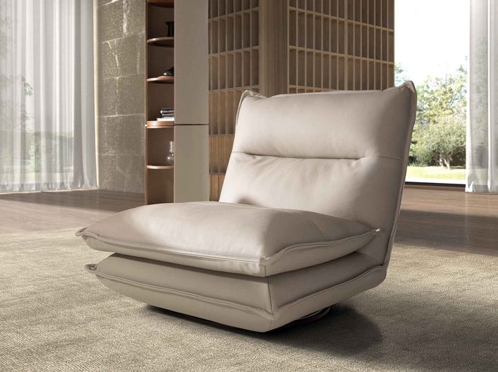 Sillón giratorio piel gris taupe