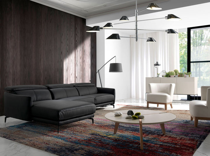 Sofá chaise longue izquierda piel negro - Sofá - El Workshop-Negro