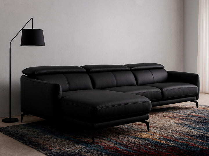 Sofá chaise longue izquierda piel negro - Sofá - El Workshop-Negro