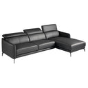 Zwarte leren chaise longuebank rechts