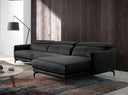 Zwarte leren chaise longuebank rechts
