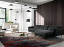 Zwarte leren chaise longuebank rechts