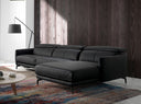 Sofá chaise longue derecha piel negro