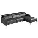 Zwarte leren chaise longuebank rechts